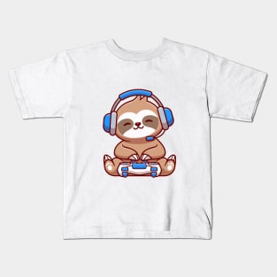 Cute Sloth Gaming Kids T-Shirt